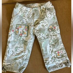 GAP Kids Floral Cargo Pants - Green and White